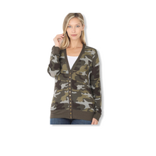 Load image into Gallery viewer, Plus Size Short Camo Cardigan
