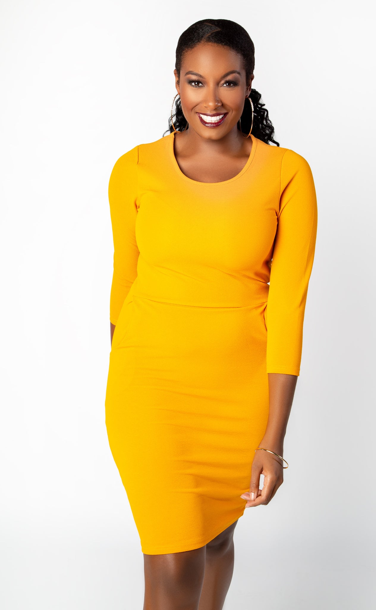 mustard yellow bodycon dress