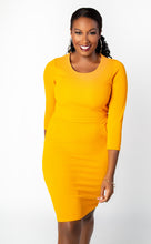 Load image into Gallery viewer, Fall Mustard Bodycon Dress
